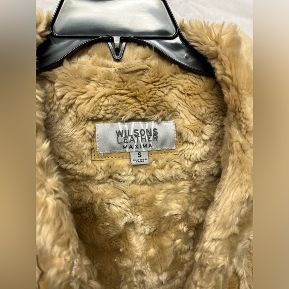 WILSONS LEATHER: Y2K Faux Fur Lined Tan Jacket Small - Picture 2 of 7